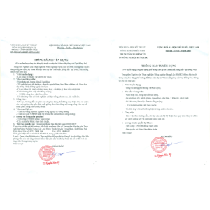 THÔNG BÁO TUYỂN DỤNG